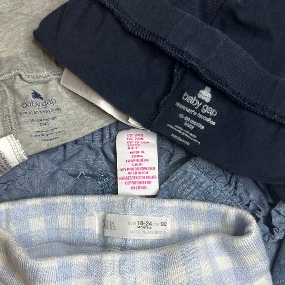 Toddler Girl Blue Gray Shorts 4 Pair Bundle 18-24 Gap Zara Denim Biker Checkered - Picture 10 of 10